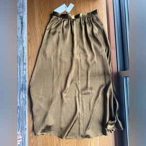 Joie Brand New With Tags bronze brown silk skirt metallic neutral size 8 slit